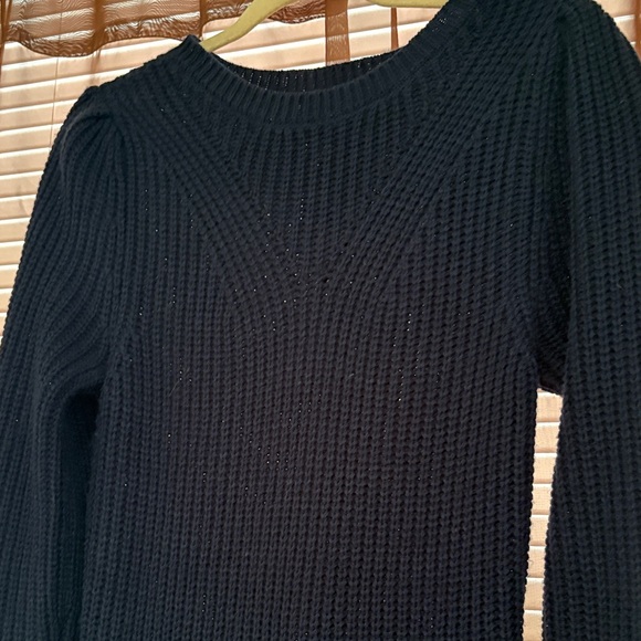 Maurices Navy Maxi Cable Knit Sweater Dress Balloon Sleeves  NWOT S/M - Picture 6 of 10